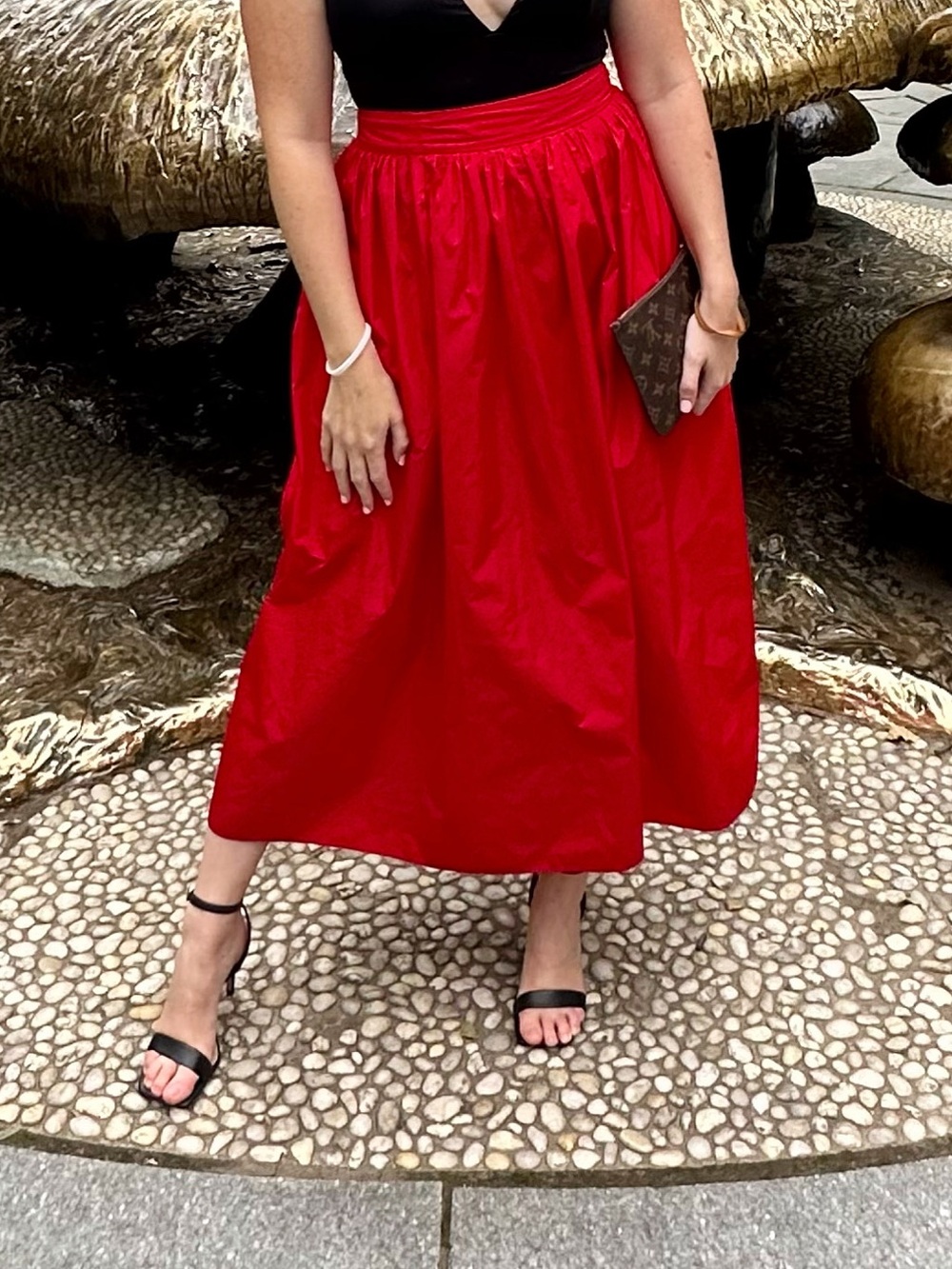 Classic Red Midi Skirt - Women